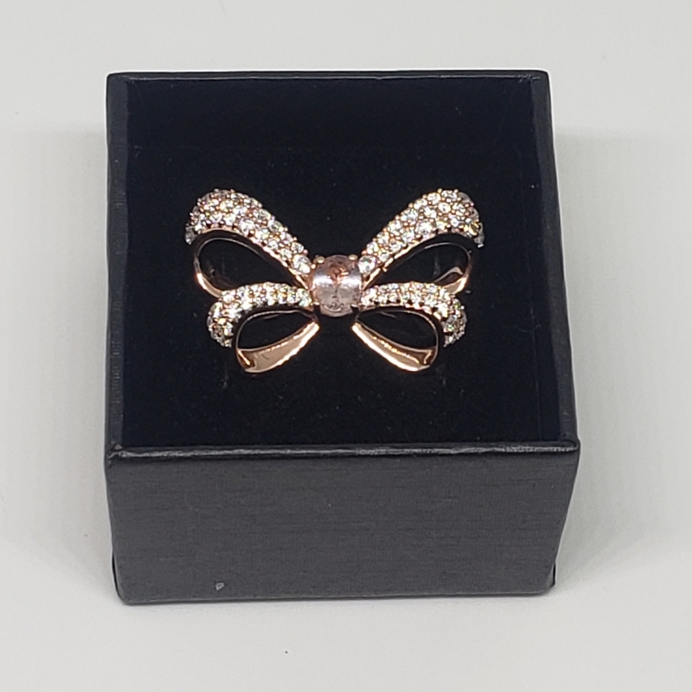 AAA Natural Pink Morganite & Pave Set Moissanite Bow Ring in 18k Rose Gold over - Picture 10 of 10
